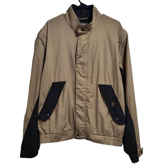Dryjoys by Footjoy Full Zip Removable Sleeves Beige Jacket Men's Size Lg